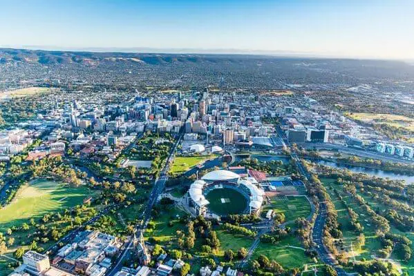 Aerial view of Adelaide, South Australia.